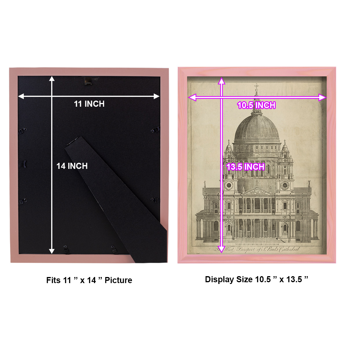 St. Paul's Cathedral -Framed Print w/glass-Sunset Pink