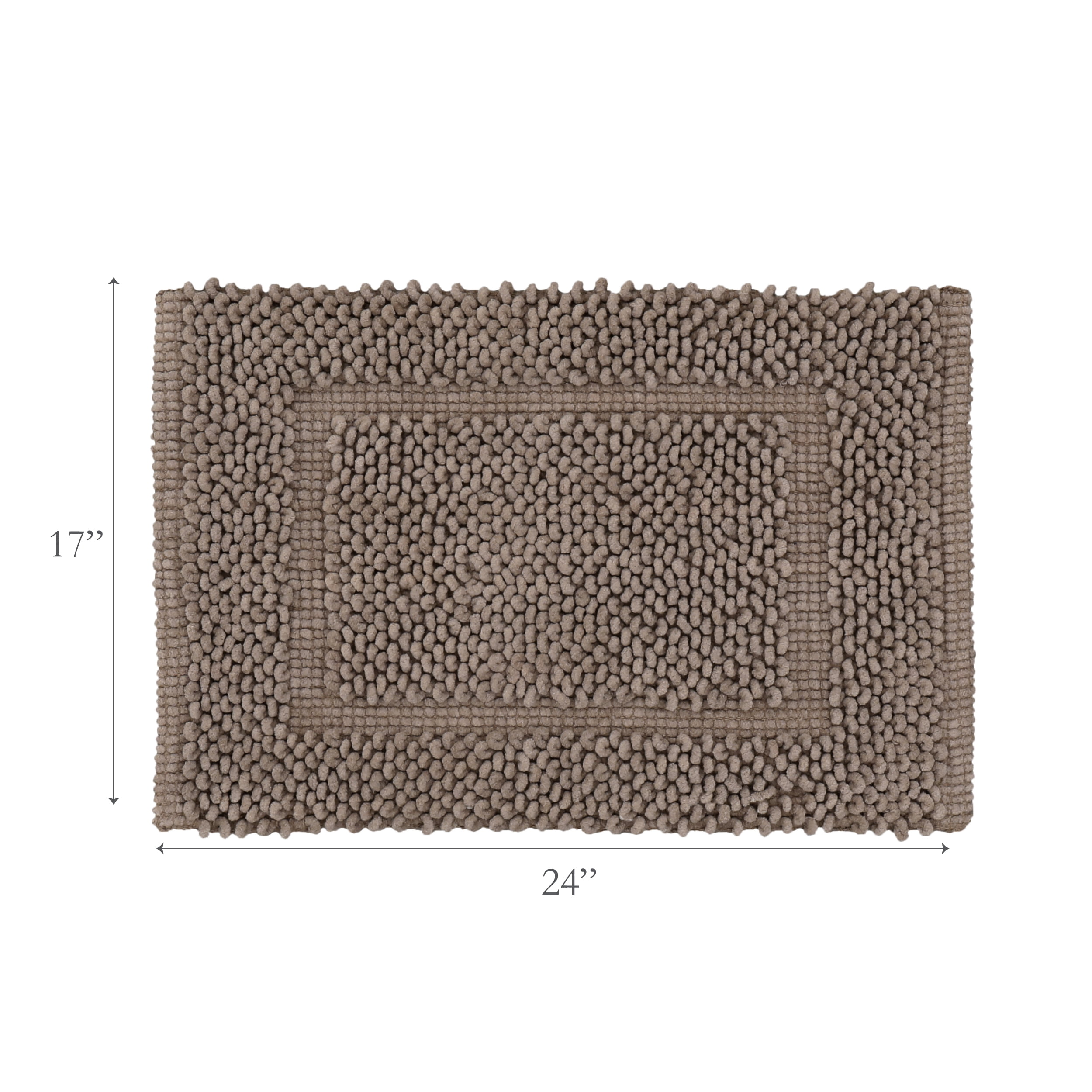 Jean Pierre New York Sophie Border 100% Cotton Bath Mat - Non-Slip Bath Rug - Brown Cappuccino - 17" x 24"