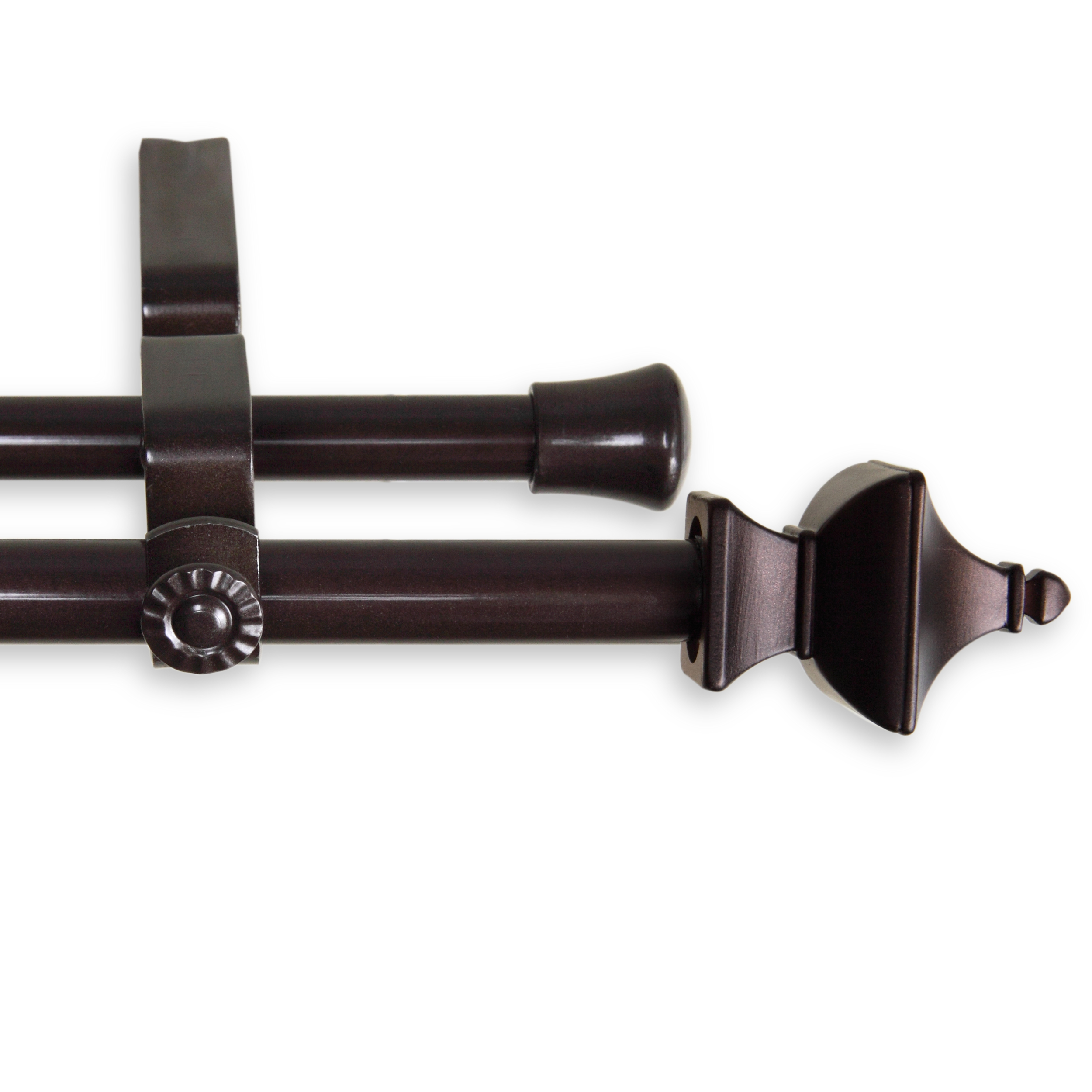 Central Design Products Steel 0.62" Modern Double Curtain Rod, Brown