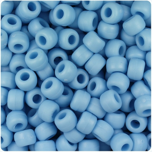 BeadTin Lady's Blue Matte 9mm Barrel Pony Beads (500pc)
