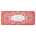 thumbnail image 1 of Peach Kitchen Mat, Lace Design with Lines and Circles Bridal Inspirations with Soft Colored Background, Plush Decorative Kitchen Mat with Non Slip Backing, 47" X 19", Coral White, by Ambesonne, 1 of 1