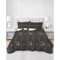 thumbnail image 2 of Quilts Twin-XL Size Bedding Set, Spring Floral Lightweight Quilted Comforter, Vintage Bohemia Flowers Leaves Bows Black Soft Reversible Bedspread Coverlet with Pillow Covers for All Season, 68" x 98", 2 of 7