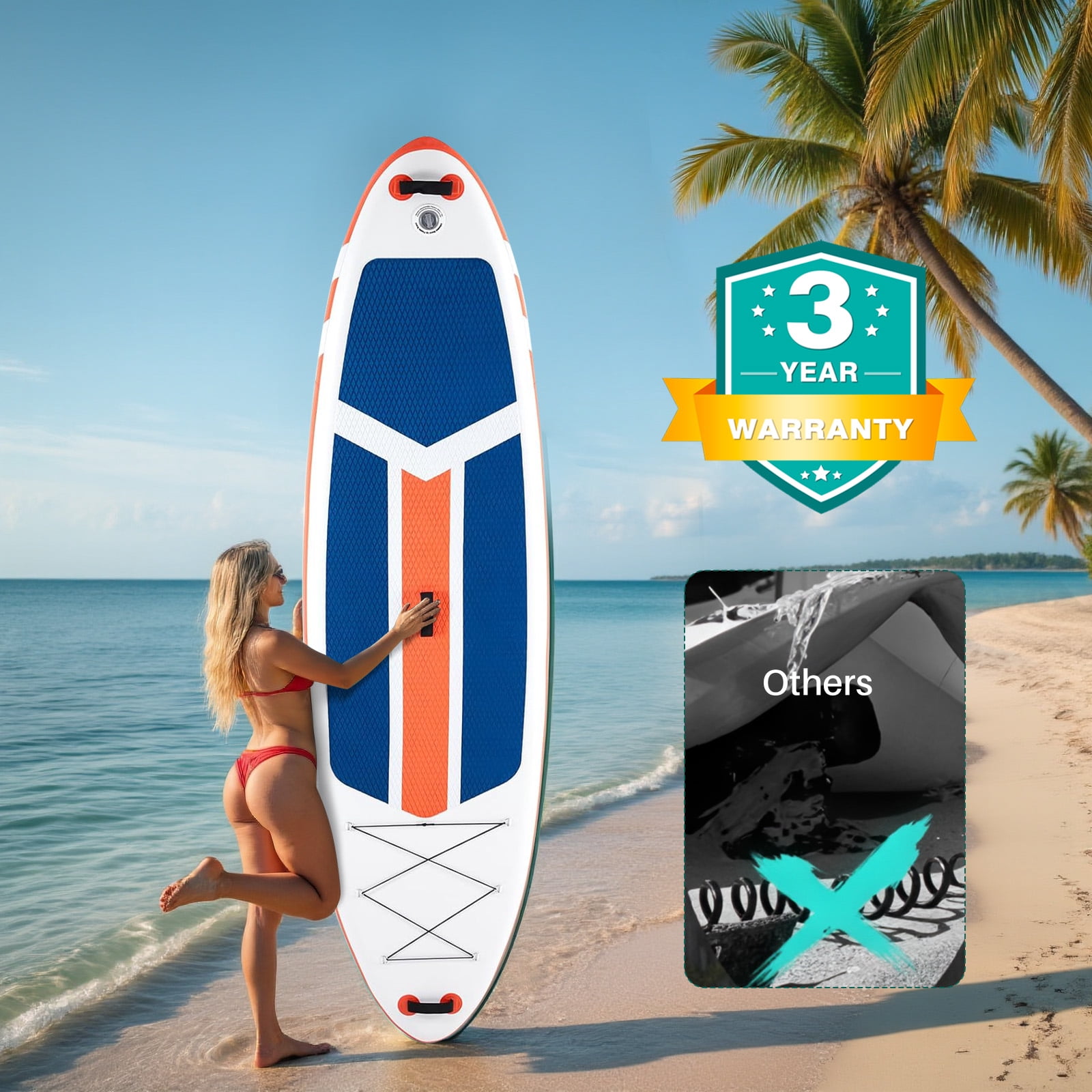 Blorly Paddle Board, Inflatable Stand Up Paddleboard Ultra-Light for Adults, Beginners and Experienced Surfers, Non-Slip, Premium SUP Paddleboard Accessories, Orange