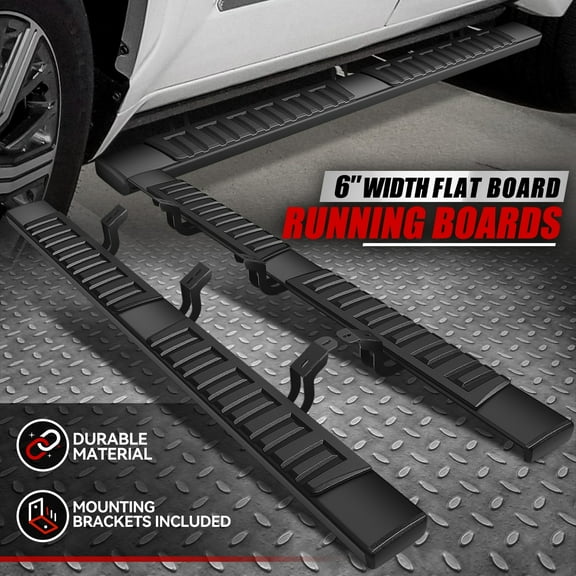 For 07-21 Toyota Tundra Double Cab Black 6" Flat Side Step Bar Running Boards