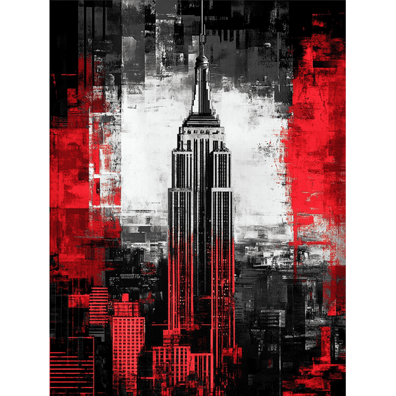 Abstract Empire State Building Decor Art/Canvas Print, Suitable for Living Room, Bedroom, Office,Kitchen, Hotel, Bar, Apartment, Entryway Decoration and Gallery.