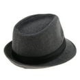 thumbnail image 3 of Fedora Hat Winter Manhattan Structured Wool Gangster Jazz Panama Hat Gray, 3 of 8