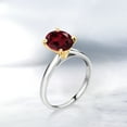 thumbnail image 4 of Gem Stone King 925 Silver and 10K Yellow Gold Red Rhodolite Garnet Solitaire Engagement Ring for Women | 2.00 Cttw | Oval 9X7MM | Gemstone January Birthstone (Size 8), 4 of 4