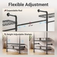 thumbnail image 3 of Timate F3 Heavy Duty Wall Mounted Garment Rack, Industrial Pipe Closet System with Adjustable Shelves, Expandable Storage Wardrobe for Walk-in Closets, Black, 3 of 8
