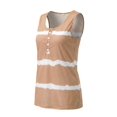 thumbnail image 5 of Deago Womens Tie-dye Sleeveless Tank Tops Summer Loose T Shirts Button Down Shirts Vest Blouse Plus Size (Khaki, 3XL), 5 of 8