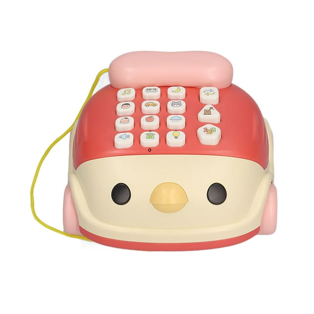 Juguete telefónico para bebé, pollito de dibujos animados, mini juguete eléctrico para niño de educación temprana, teléfono para coche, juguete para 3 años arriba, color rosa