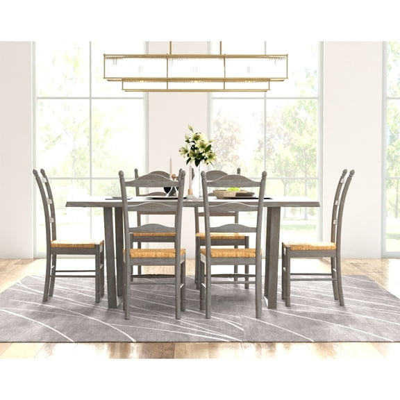 Contemporary Home Living Woven Seat Ladder Back Solid Dining Chair - 38" - Driftwood Brown