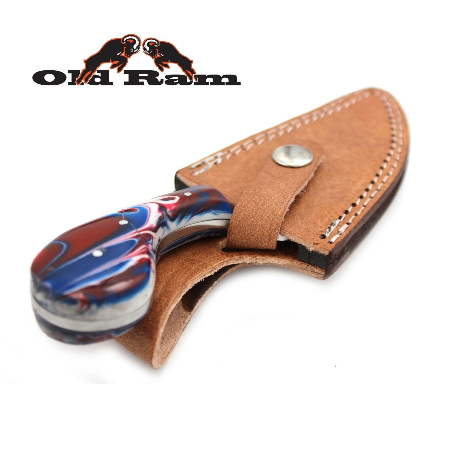 Old Ram Collection Heavy Duty Multi-color Fixed Blade Hunting Knife w/ Sheath