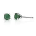 thumbnail image 6 of 14K White Gold Round Emerald Stud Earrings - 3mm, 6 of 8