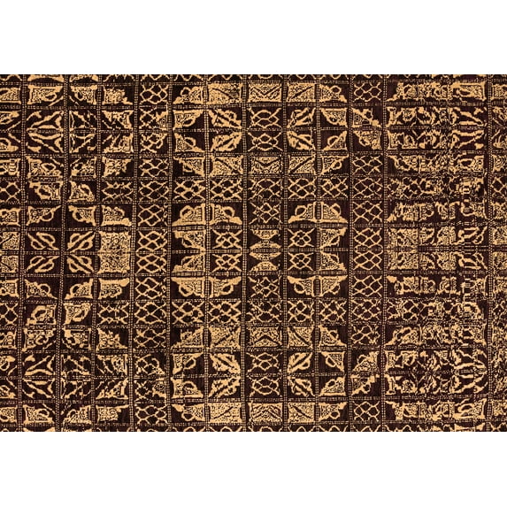 Ahgly Company Indoor Rectangle Abstract Orange Modern Area Rugs, 4' x 6'