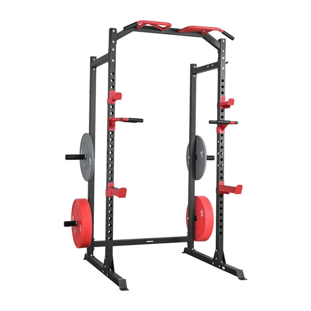 KFFKFF Power Cage Power Rack, Multifunctional Barbell Squat Rack with Adjustable Height, Home Gym Strength Training Workout Equipment