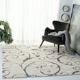 thumbnail image 3 of SAFAVIEH Florida Doug Floral Vines Geometric Shag Area Rug, Beige/Blue Grey, 5' x 5' Square, 3 of 9