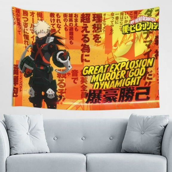 My Hero Academia Bakugo Katsuki Tapestry Wall Hanging Home Decoration Wall Blanket Dormitory Living Room Bedroom Backdrop Poster( 60x40inch)