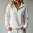 thumbnail image 2 of Quarter Zip Tops for women Ribbed Sleeve Cuffs Women Workout Pullover Hoodies Collared Waffle Knit Oversized Sweatshirt, 2 of 5