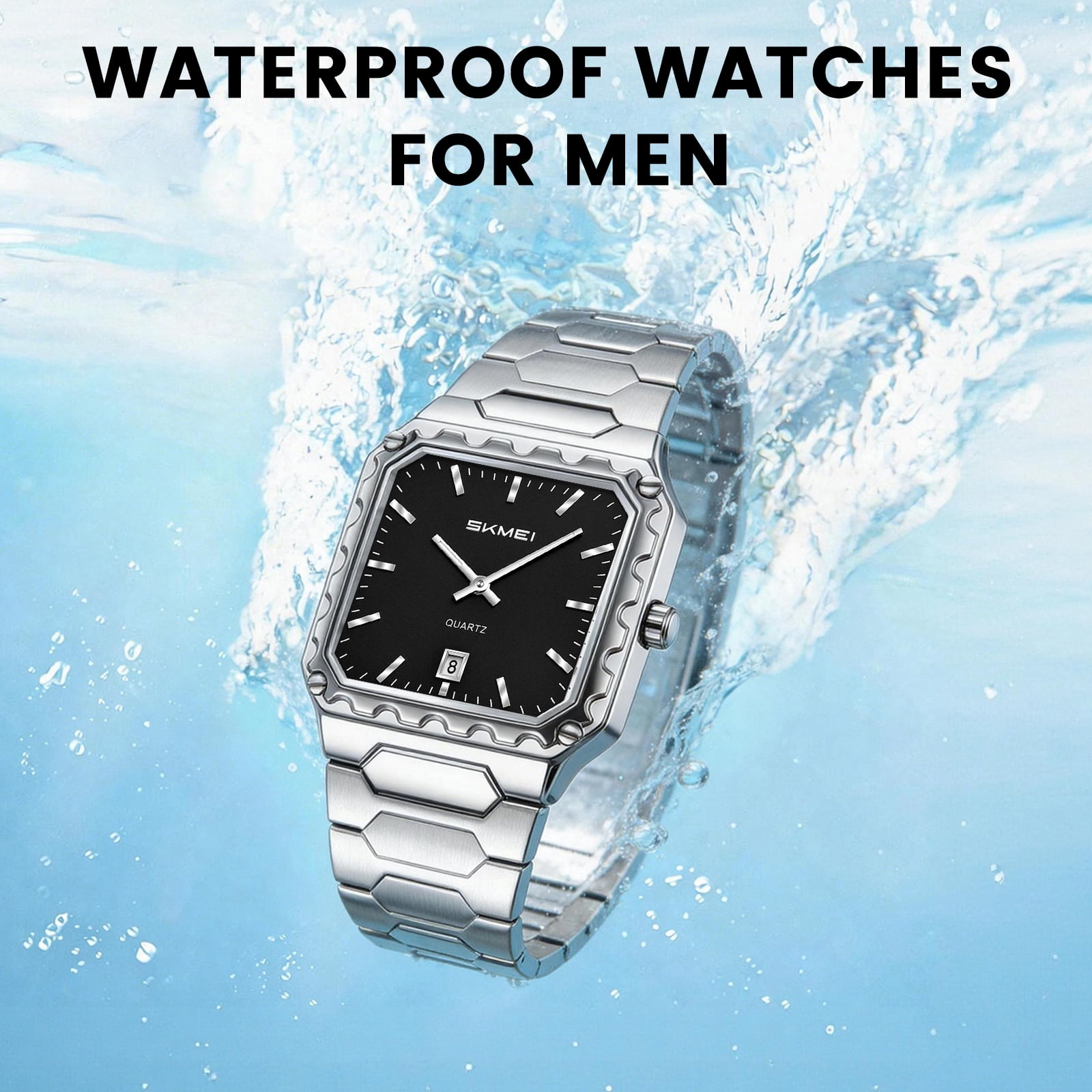 SKMEI Watches for Men Fashion Business Mens Watch Analog Quartz Big Face Luxury Classic Stainless Steel Waterproof Luminous Wristwatch