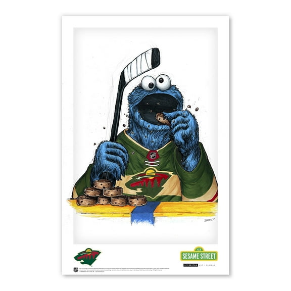 Cookie Monster Minnesota Wild 11" x 17" Sesame Street Poster Print