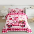 thumbnail image 2 of Homewish Floral Pink Truck 2pcs Bedding Comforter Set For Adults Boys Girls,Happy Valentine'S Day Twin Comforter Sets,Geometric Plaid Grid Breathable Bedding Set,Lightweight Room Decor,Reversible, 2 of 8
