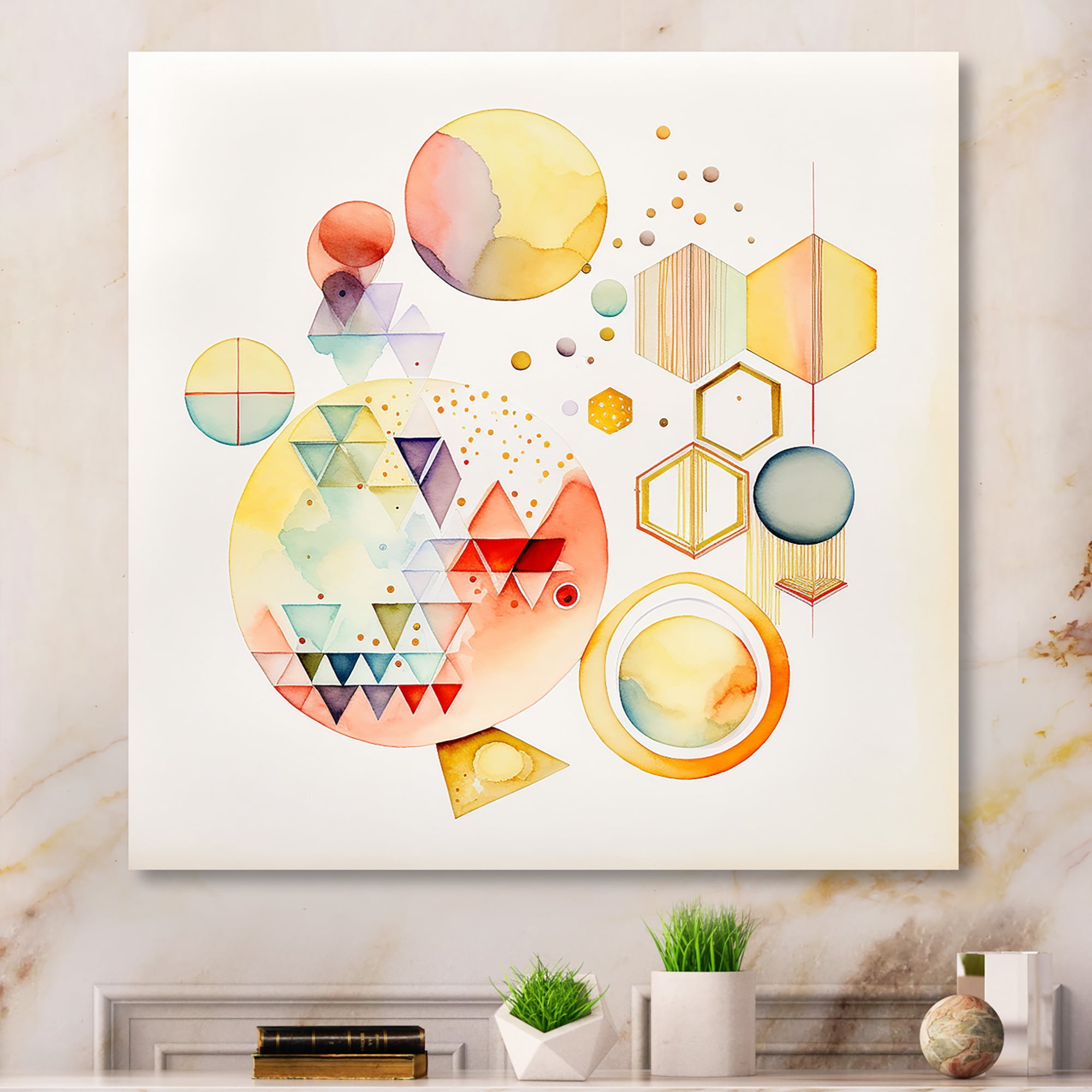 Designart Multi-Color Multi Shape Abstract I Canvas Wall Art