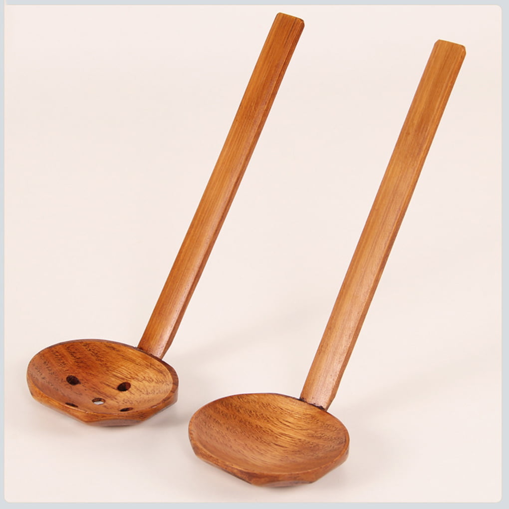 Hemoton Soup Ladle Wooden Soup Spoon Japanese Style Long Handle Cooking Spoon Cookware Utensils Kitchenware