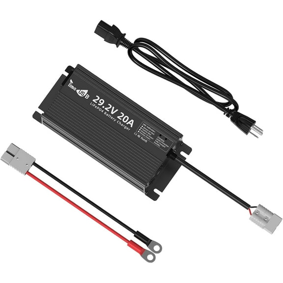 29.2V 20A LiFePO4 Battery Charger, 24V Mountable Battery Charger, 29.2V LiFePO4 Battery Charger with LED Indicators and Multi Safety Protections for 24V Lithium Iron Phosphate Battery