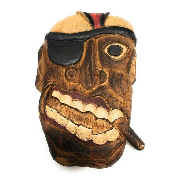 Pirate w/ Cigar Wall Plaque 8" - Hand Carved Pirate Decor | #dpt525820