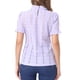 thumbnail image 3 of BLUSA CASUAL DE OJAL Y RUFFLE DE MANGA CORTA CON CUELLO ALTO PARA MUJERES INSPIRE CHIC TALLA XS LILA CLARO, 3 of 6