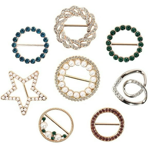 8 PCS Fashion Clothing Clips, Alloy Pearl Rhinestone Knot Button Brooch, Elegant Shirt Scarf Accessories for Women, Daily & Party Wear