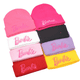 thumbnail image 4 of Gorro de punto con letras bordadas para otoño e invierno, bonito gorro rosa para mujer, gorro de lana cálido y resistente al viento para exteriores, 4 of 5
