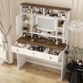 thumbnail image 3 of YIYADO 43" Wide Dresser with Lighted Mirror and Makeup Drawer, Farmhouse Dresser Makeup Table with Bedroom Hair Dryer Holder, White, 3 of 6