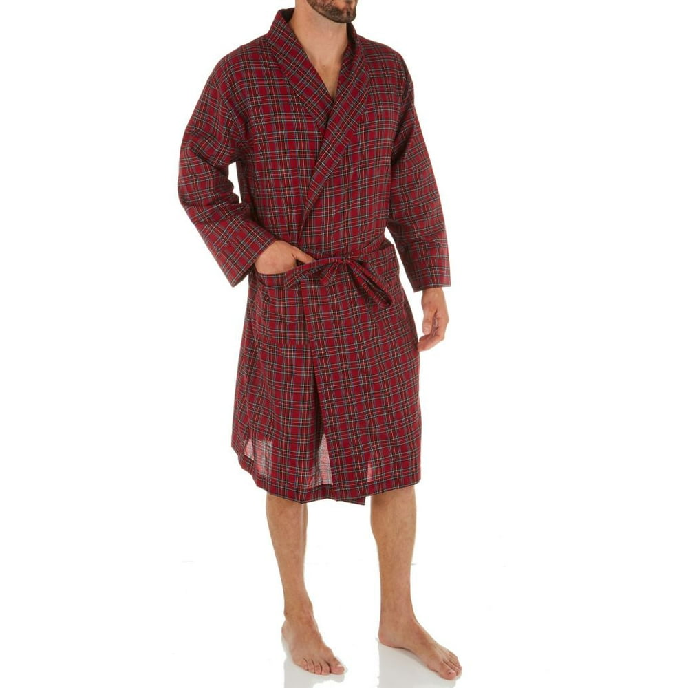 Hanes Men's Red Plaid Woven Robe