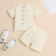thumbnail image 2 of Fsqjgq Baby Boy Clothes 12M Boys' Fashion Outfits Toddler Boys Girls Short Sleeve Summer Casual Gentleman Tops Hawaii Beach Holiday Solid Shirts T Shirt Shorts Outfits Clothes Set Toddler Boy Sets, 2 of 6