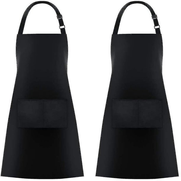 Paquete de 2 delantales con babero con 2 bolsillos Delantal de cocina de chef