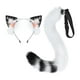 thumbnail image 5 of Diadema con orejas de gato y cola, orejas de animales, regalos divertidos de Halloween, vestido con orejas de felpa, accesorios de disfraz con orejas Blanco negro Yinane  Cola, 5 of 8