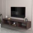 thumbnail image 2 of ARCTICSCORPION 60" Shallow Floating TV Console, Wall Mounted Media Console with Power Outlet, TV Stand with 3 Open Compartments, Modern TV Cabinet, Entertainment Storage Shelf for Living Room, Walnut, 2 of 7