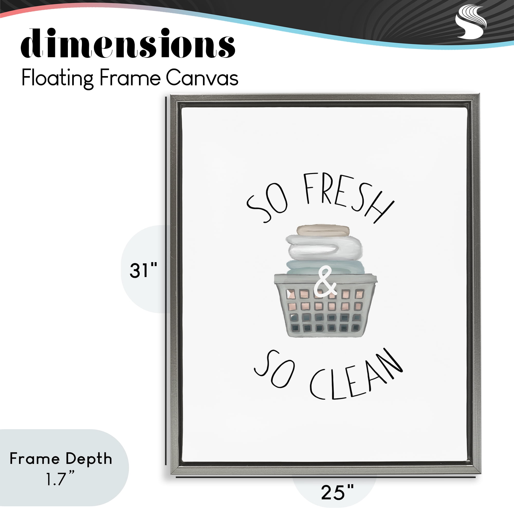 Stupell Industries So Fresh Laundry Basket Gray Framed Floater Canvas Wall Art, design by Elizabeth Medley