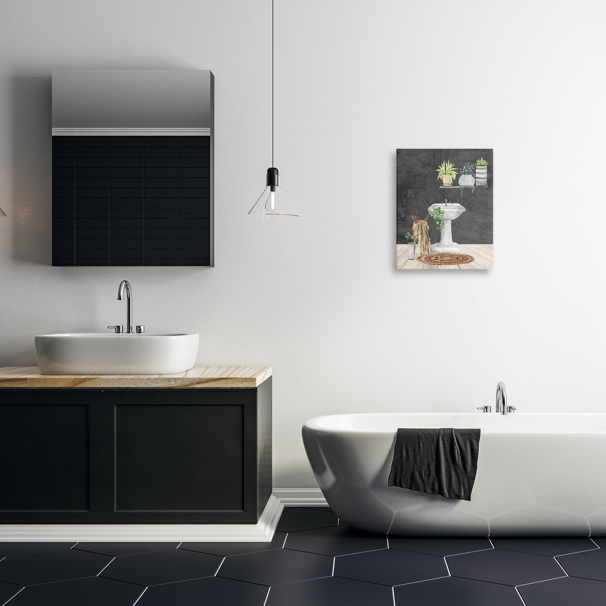 Stupell Industries Relaxing Bathroom Scene Bath & Laundry Painting Wrapped Canvas Art Print Wall Art, 16 x 20