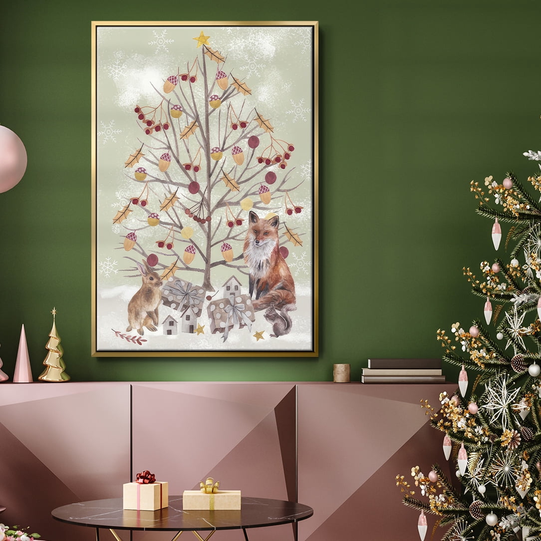 Christmas Time Collection B - Framed Gallery Wrapped Holiday Canvas - 25 x 37 - Gold Frame