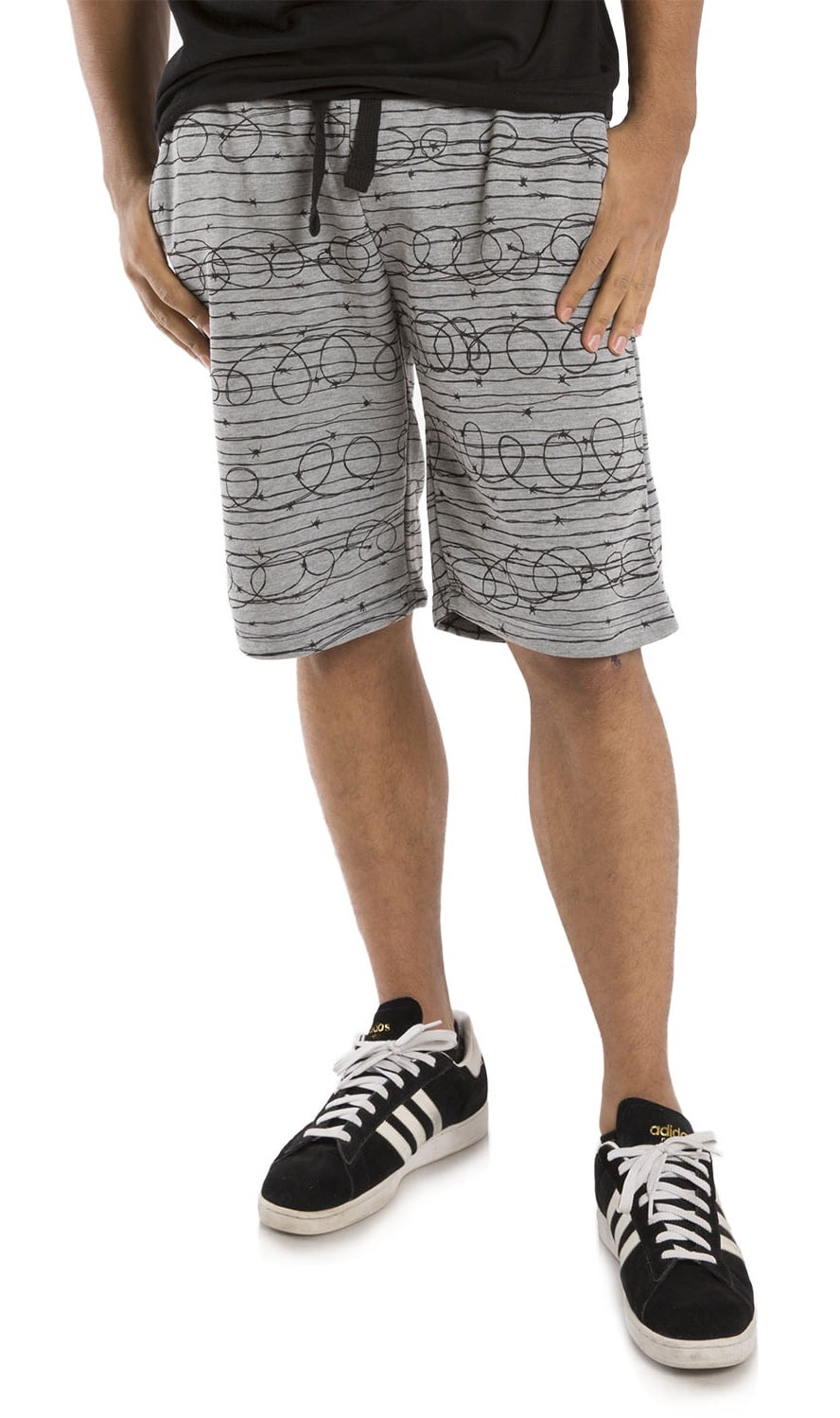 Vibes Men Printed Board Shorts 13" Inseam Gray Black 2XLarge