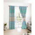 thumbnail image 3 of Teal Wooden Grain Blackout Curtains for Bedroom/Living Room, Thermal Insulated Kitchen Curtains, Vintage Chic Geometric Ombre Turquoise Grommet Darkening Window Treatment Drapes 52"x84"x2, 3 of 8