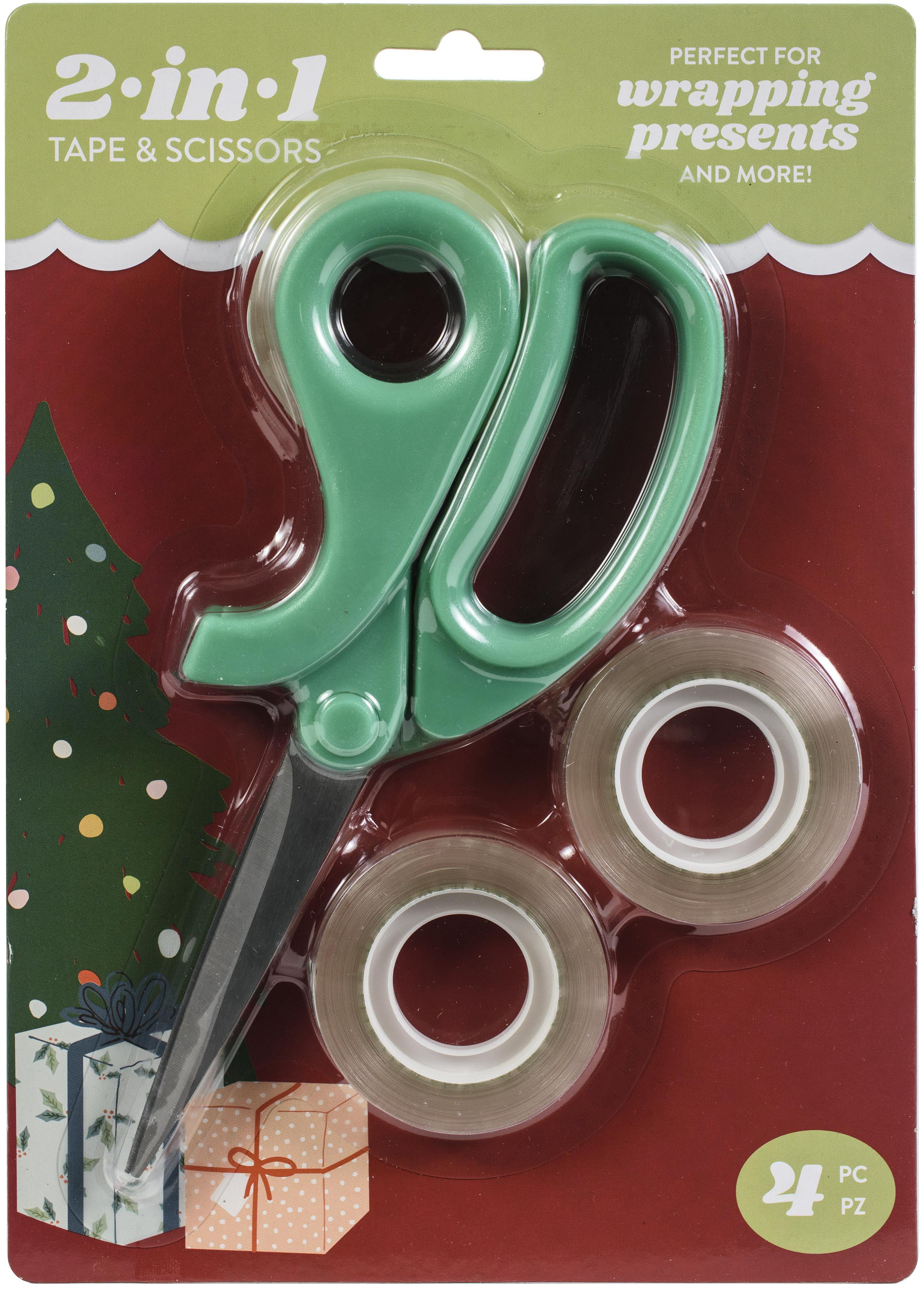 AC Gift Wrap Essentials Scissors and Tape 2-in-1 4/Pkg-Home