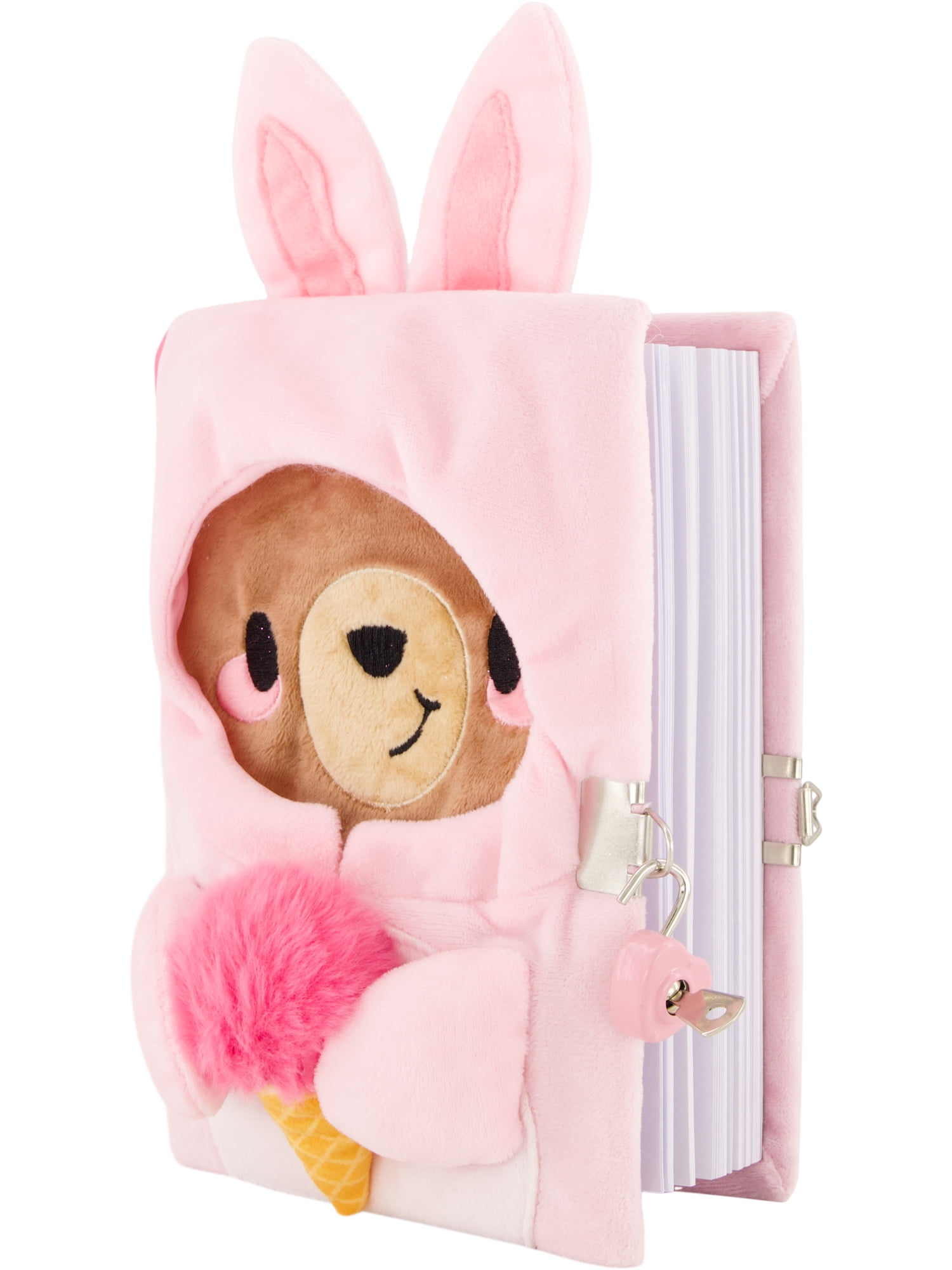 Claire's Children's Pink Bear Dressed up as a Bunny Diary - Lock and Key, 100 Pages