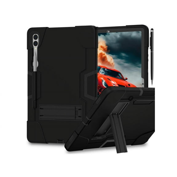 Case for Samsung Galaxy Tab S9 Plus/S9 FE Plus 12.4 inch with Kickstand, Heavy Duty Shockproof Protective Cover with Pencil Holder, Stylus Pen
