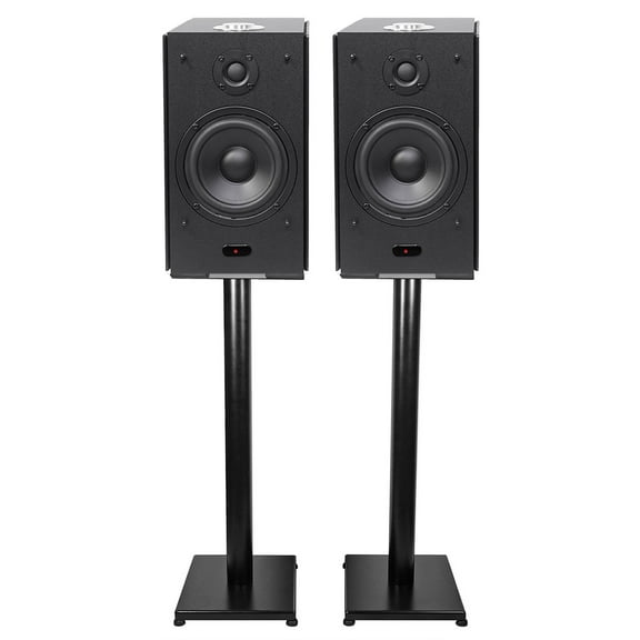 (2) Rockville HD5B 5" Powered Bookshelf Speakers Bluetooth Monitors w/29" Stands