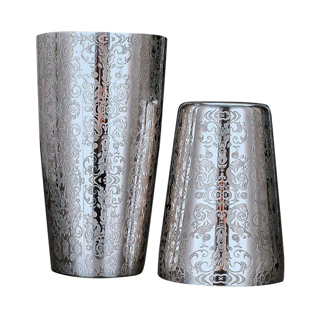 runnerequipment Creative Boston Cocktail Shaker Tin Set with Engraving Designs