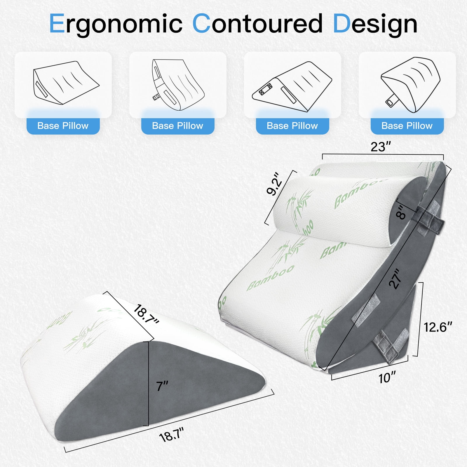 Airensky Orthopedic Wedge Pillow Set for Sleeping – 4PCS Adjustable Memory Foam Bed Wedge for Acid Reflux, Post Surgery, Back Pain, Leg Elevation & Snoring Relief