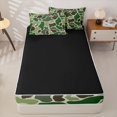 thumbnail image 4 of Manfei Wild Wolf Zipper Full Size Comforter Sets with Fitted Sheet and 2 Pillowcases,Rustic Camo Zipper Bedding Set,Green,Black Reversible,4pcs, 4 of 8